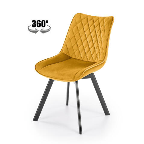 Стул HALMAR K520 горчичный/черный, поворотный