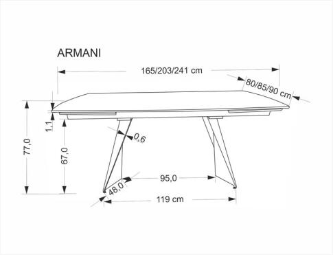 Стол обеденный HALMAR ARMANI черный мрамор/черный 165-241/90