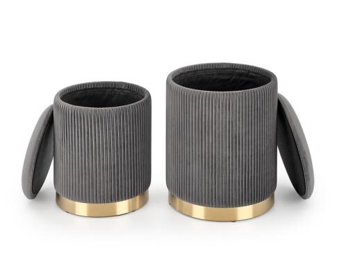 Комплект HALMAR MONTY (2 пуфа) серый/золотой