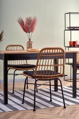 Стол обеденный HALMAR GREG дуб вотан/черный 124-168/74