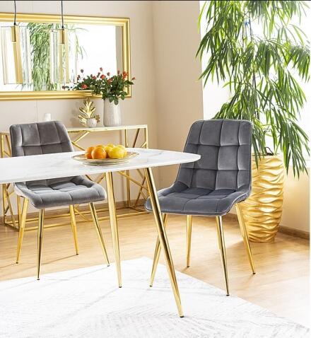 Стол обеденный SIGNAL CERES эффект белого мрамора/золотой 140/80