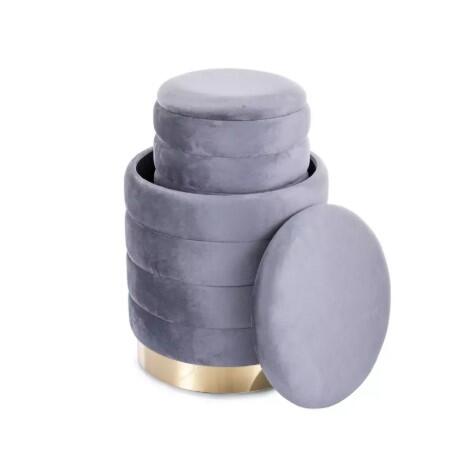 Комплект SIGNAL BRITTA Velvet (2 пуфа) серый