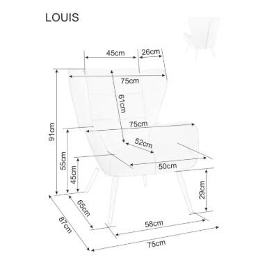 Кресло SIGNAL LOUIS Velvet 28 бежевый/черный