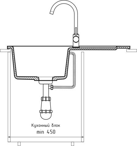 Кухонная мойка GRANFEST SMART SM-680L бежевый + сифон