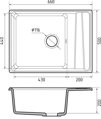 Кухонная мойка GRANFEST LEVEL LV-660L черный