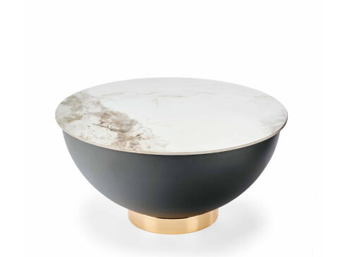 Стол журнальный HALMAR CECILIA белый мрамор/серый/золотой