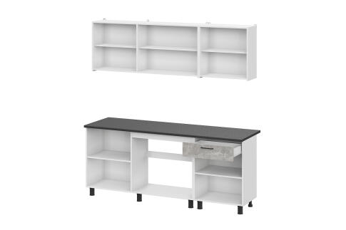 Кухонный гарнитур NN Мебель "КГ-9" (2,0 м) Белый/Цемент темный/Цемент светлый/Черный