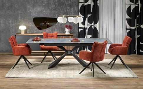 Стол обеденный HALMAR LUCIANO синий мрамор/черный 180-230/90