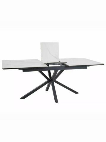 Стол обеденный SIGNAL LOGAN Ceramic белый/черный мат 160-200/90