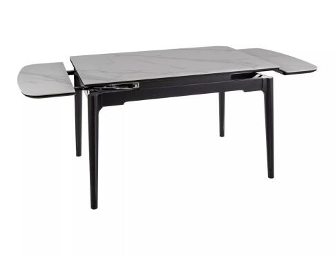 Стол обеденный SIGNAL SENTO белый лак/черный 120-180/80