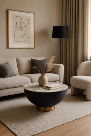 Стол журнальный SIGNAL CYPRUS A белый/черный, 73/37