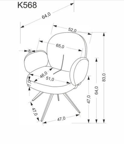 Стул HALMAR K568 серый/черный, поворотный