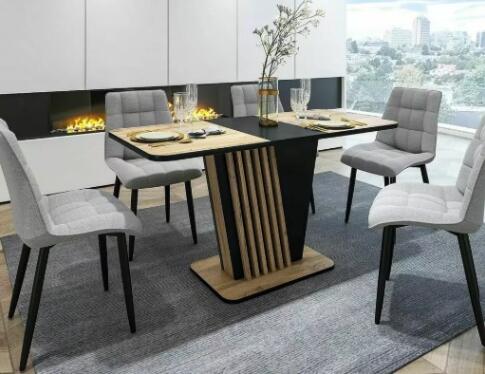 Стол обеденный SIGNAL NEVIO дуб артизан/черный 125-170/75