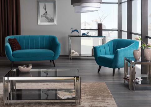 Стол журнальный SIGNAL FOSSIL B дымчатый/серебряный, 55/55/55