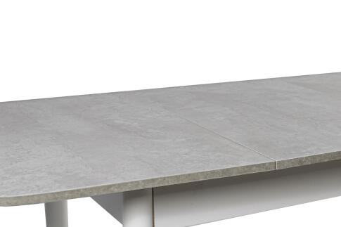 Стол ВВР ЛДСП Раздвижной Камень Светлый/Прямое белый, 110/150/70