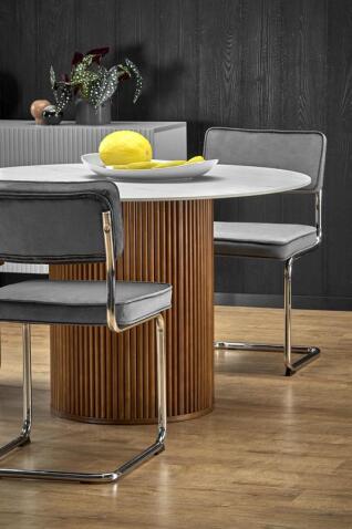 Стол обеденный HALMAR BRUNO белый мрамор/ореховый 120