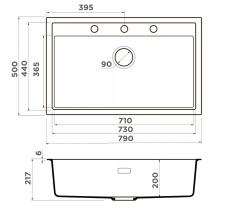 Кухонная мойка Omoikiri Sintesi 79-GR Artceramic/leningrad grey