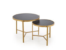 Комплект HALMAR FATIMA (2 стола журнальных) черный мрамор/золотой