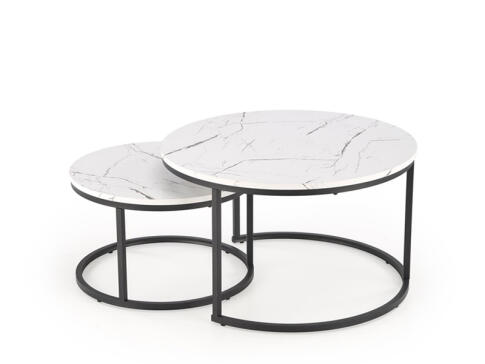 Комплект HALMAR JAVA (2 стола журнальных) белый мрамор/черный