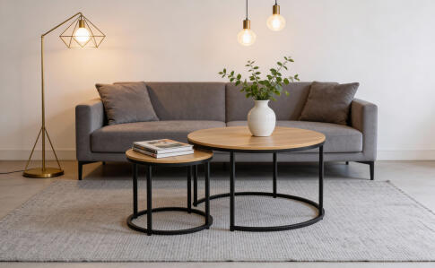 Комплект SIGNAL DION (2 стола журнальных) дуб/черный