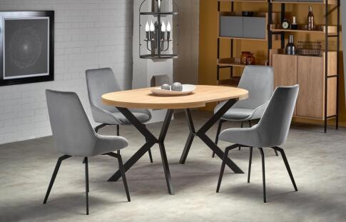 Стол обеденный HALMAR PERONI дуб золотой/черный 100-250/100