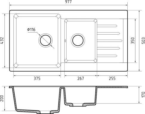 Кухонная мойка GRANFEST PRACTIK P-980KL кашемир