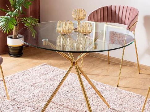 Стол обеденный SIGNAL AZALIA прозрачный/золотой 80