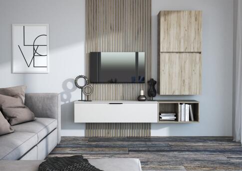 Стенка МК Стиль БОХО НМ-001 ЛДСП дуб крафт серый/кашемир