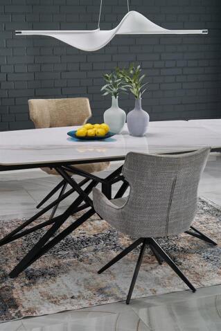 Стол обеденный HALMAR ALFREDO белый мрамор/черный 160-240/91