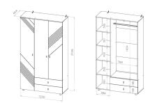 Шкаф NN Мебель (МС Байкал К) Дуб Золотой/Графит, трехстворчатый (с ящиками) (SAFE)