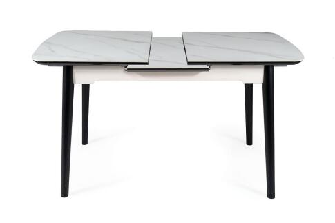Стол обеденный SIGNAL APOLLO белый мат/черный 120-160/80