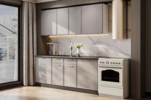 Кухонный гарнитур NN-Мебель "Адель К" 2,0м Белый/Нео/Черный