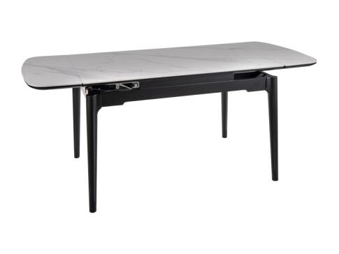 Стол обеденный SIGNAL SENTO белый лак/черный 120-180/80