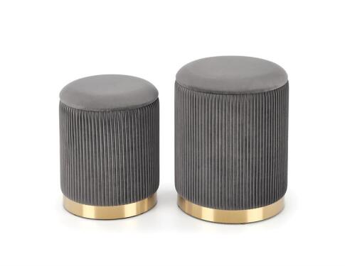 Комплект HALMAR MONTY (2 пуфа) серый/золотой