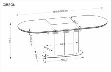 Стол обеденный HALMAR GIBSON белый мрамор/орех/золотой 160-220/90