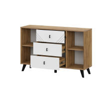 Комод NN Мебель (МС Байкал К) Дуб Золотой/Белый матовый, 3 ящика 2 створки