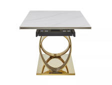 Стол обеденный SIGNAL HERMES II эффект белого мрамора/золотой 160-240/90