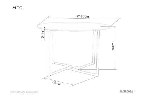 Стол обеденный SIGNAL ALTO дуб/черный 120