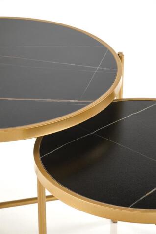 Комплект HALMAR FATIMA (2 стола журнальных) черный мрамор/золотой