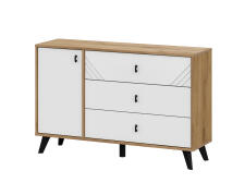 Комод NN Мебель (МС Байкал К) Дуб Золотой/Белый матовый, 3 ящика (со створкой) (SAFE)