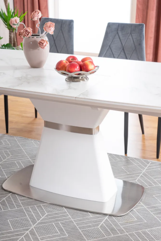 Стол обеденный SIGNAL SATURN II белый мрамор/белый мат