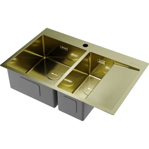 Кухонная мойка из нержавейки Omoikiri Akisame 78-2-LG-L светлое золото
