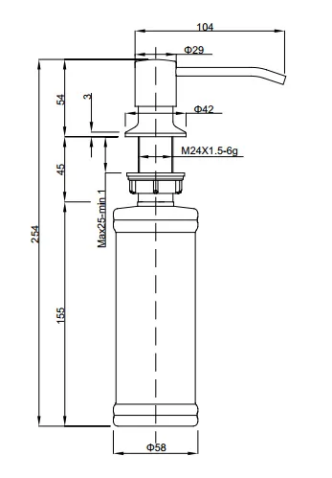 Дозатор GRANFEST QUARZ Круглый Z-5001 PVD графит
