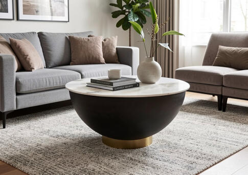 Стол журнальный SIGNAL CYPRUS A белый/черный, 73/37