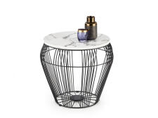 Стол журнальный HALMAR ADRIANNA белый мрамор/черный