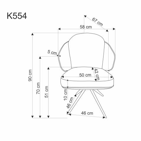 Стул HALMAR K554 коричневый/бежевый/черный, поворотный