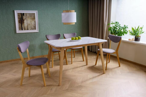 Стол обеденный SIGNAL MARCUS эффект белого мрамора/дуб 120