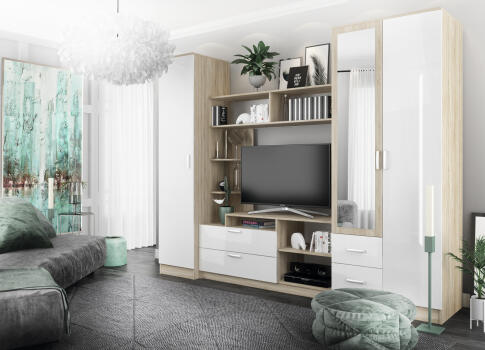 Гостиная ДСВ (МС Софи) №2 СЦС 1400.2 Сонома/Белый