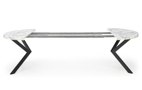 Стол обеденный HALMAR PERONI белый мрамор/черный 100-250/100