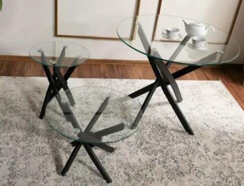 Стол обеденный SIGNAL AGIS прозрачный/черный мат 90